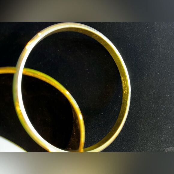 J. CREW Gold Enamel Bracelet New York Shining 3 Stackable Ivory Green Yellow - Picture 2 of 3